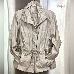 NWT Liz Claiborne Linen Cotton Blend Lightweight Sheen Sand Jacket Size XL